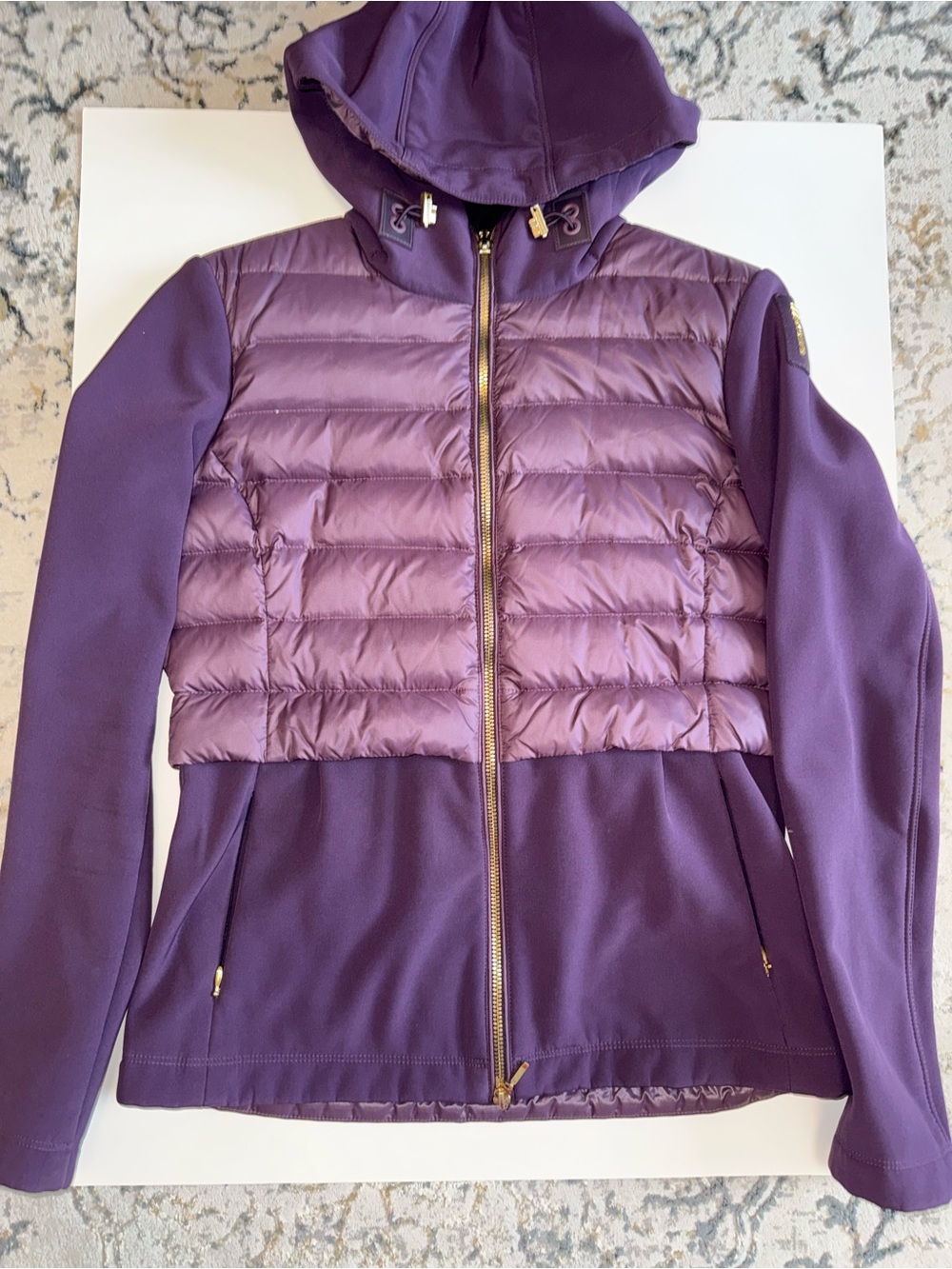 Geox Women's Purple Hybrid Hooded Puffer Jacket